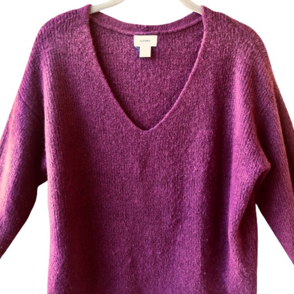 Old Navy Raspberry V Neck Sweater Pullover Acrylic Blend Soft Womens Large - Picture 8 of 9